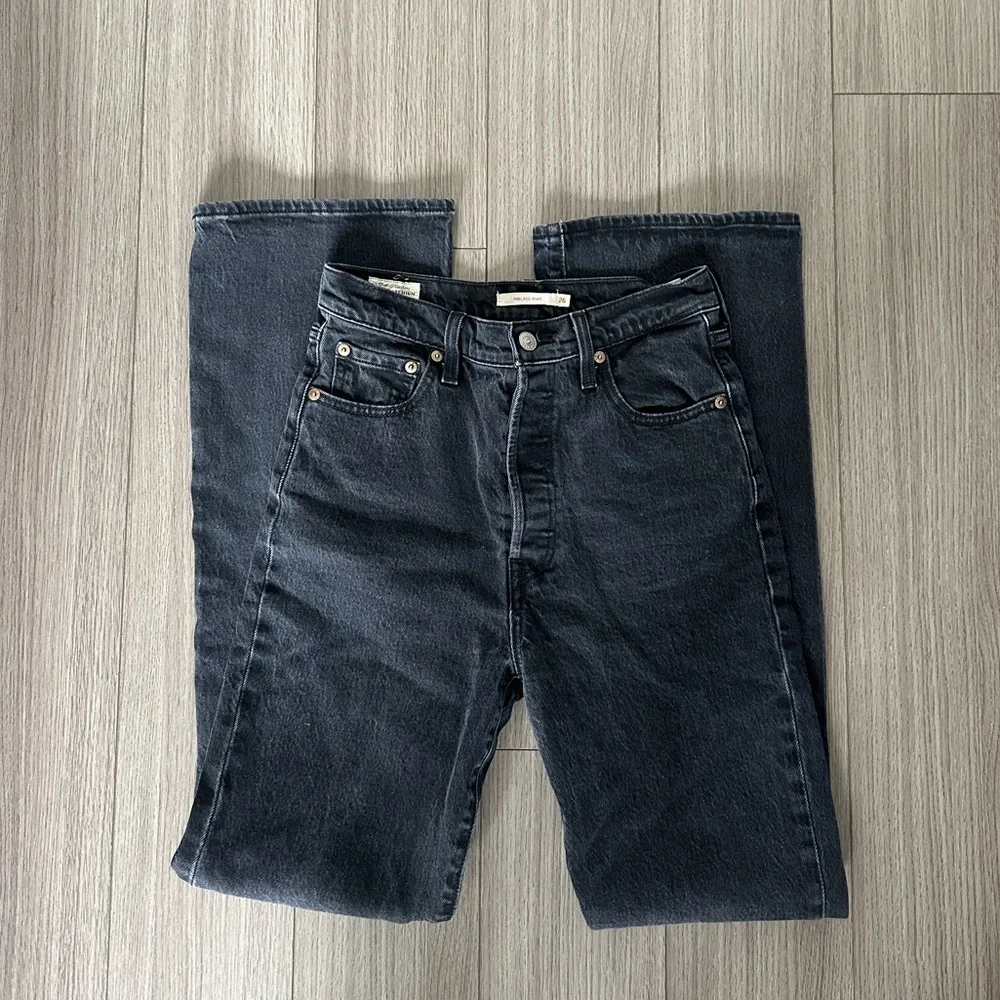 Levi's Ribcage Boot Cut Black Jeans Size 26 - Picture 6 of 11